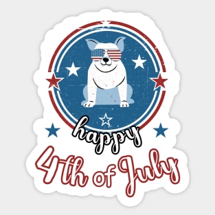 Funny Patriotic Bulldog Happy 4th of July Sticker